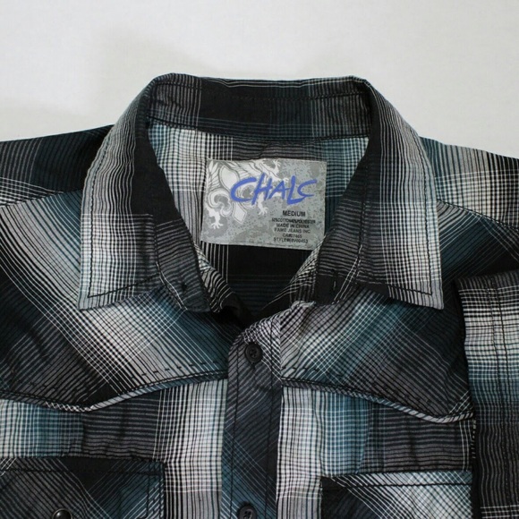 Chalc Men’s Plaid Short Sleeve Shirt - Picture 4 of 6